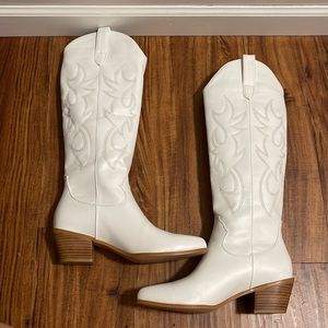 White Tall Cowboy Boots